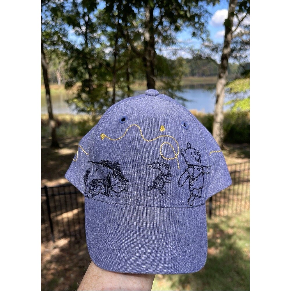 Disney Winnie the Pooh Friends Blue Chambray Embroidered Baseball Cap Hat